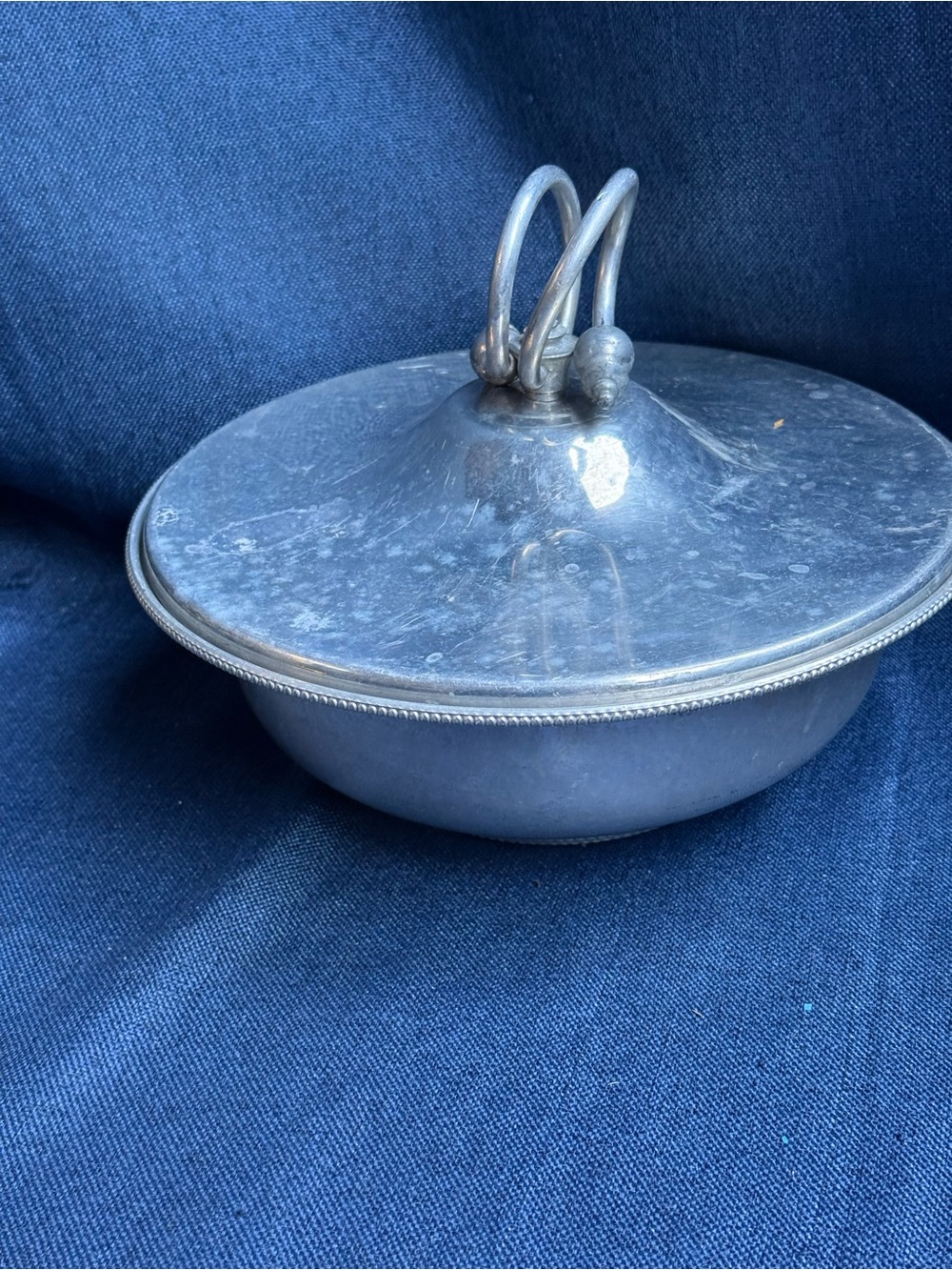 Vintage 1950s BW Buenilum Hammered Aluminum Covered Serving Casserole Dish 10"